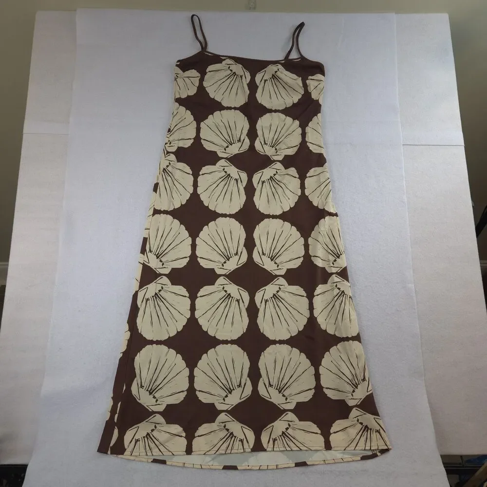 Abercromie & Fitch Julia Slip Maxi Dress Brown Seashell MP Slit Resort Beach